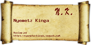Nyemetz Kinga névjegykártya